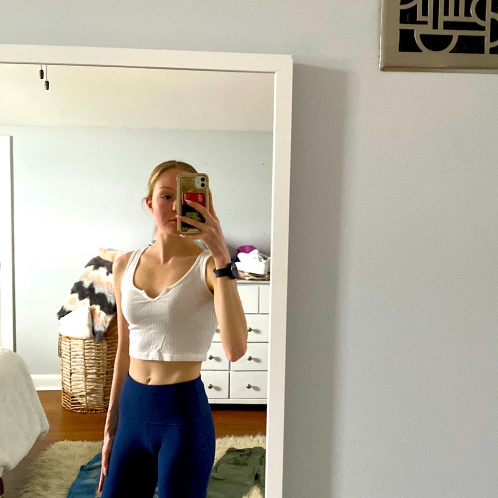 Cropped white tank (ribbed) by SHEIN, size small